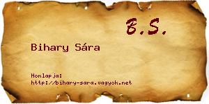 Bihary Sára névjegykártya